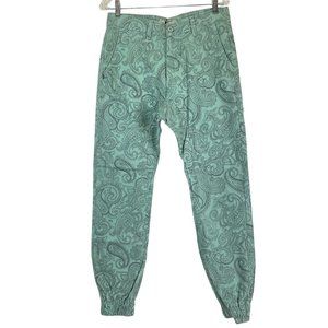 Golden Denim Jogger Pants Men's Size 30 Teal Paisley Print Stretch $110 Nwt